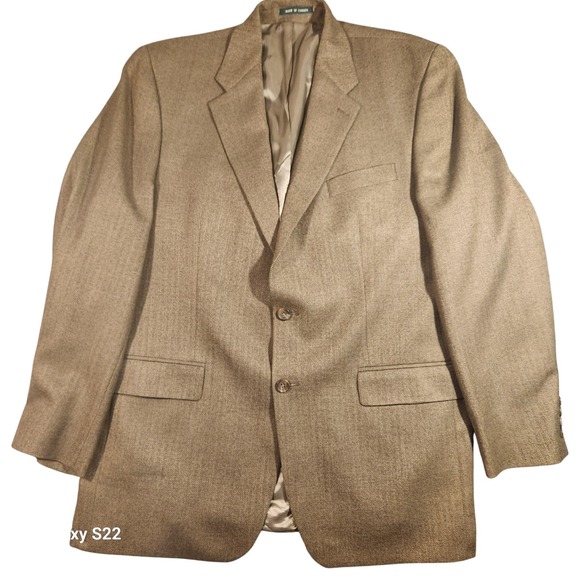 Lauren Ralph Lauren Blazer‎ Mens 44 Long Brown Herringbone Wool Tweed Sport Coat